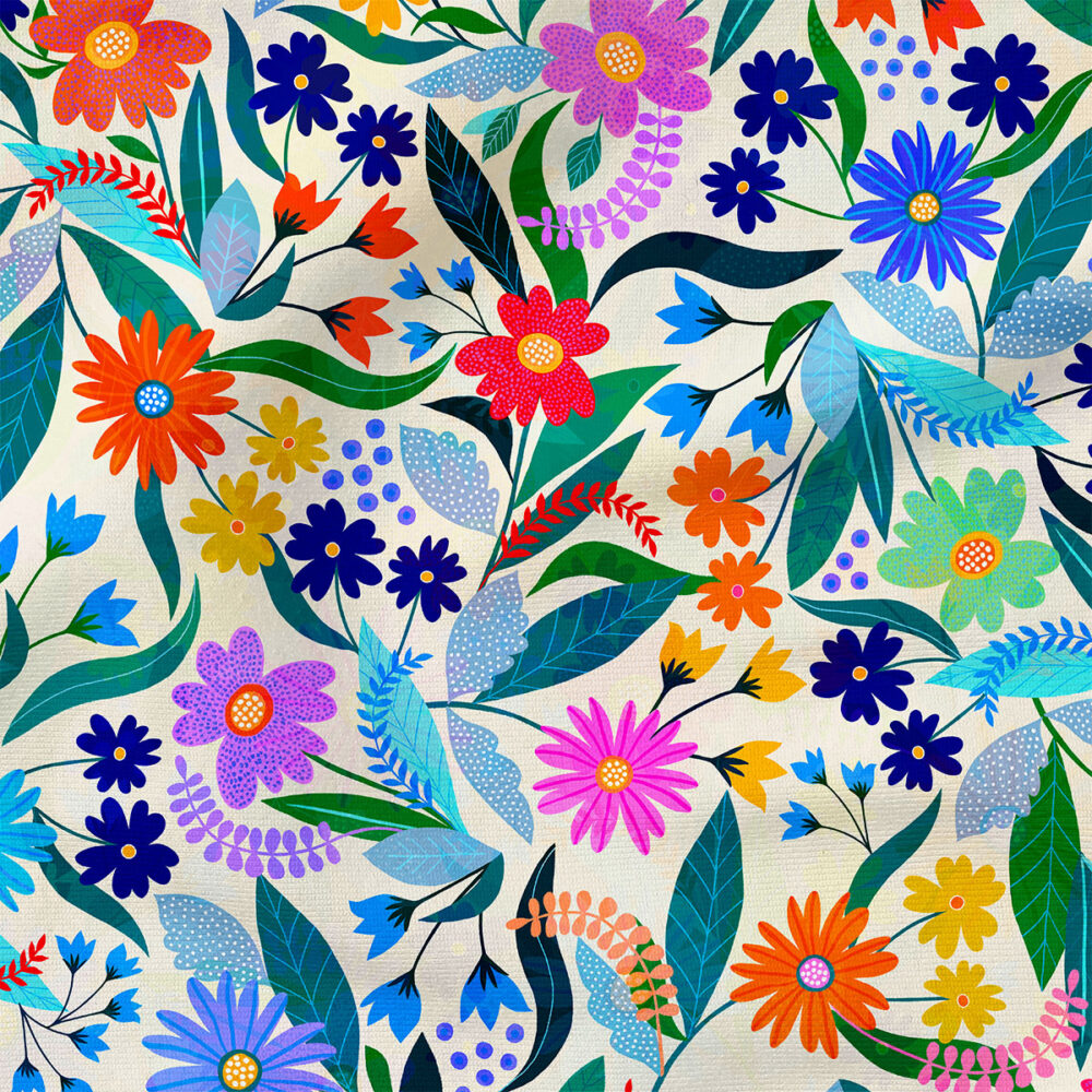 Bonnie Floral (Light) | Botanical Fabric Design | Rachel Parker