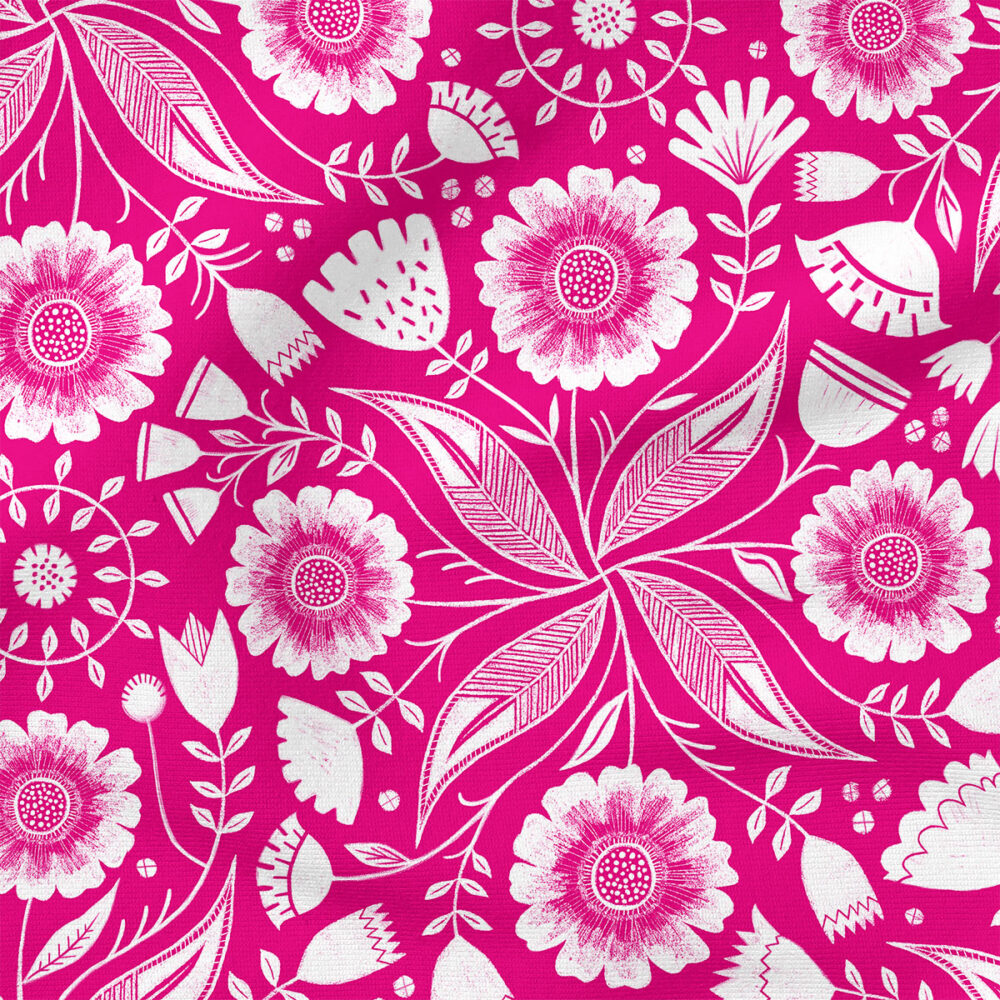 Botanical Illustration (Hot Pink) | Botanical Fabric Design | Rachel Parker