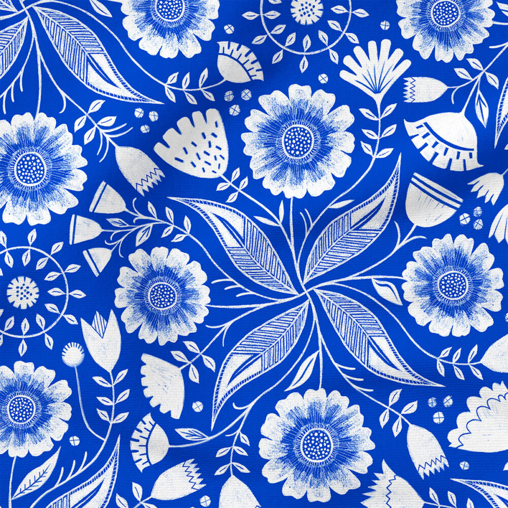 Botanical Illustration (Royal Blue) | Botanical Fabric Design | Rachel Parker