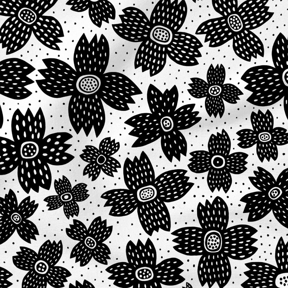 Nora (Black on White) | Botanical Fabric Design | Rachel Parker