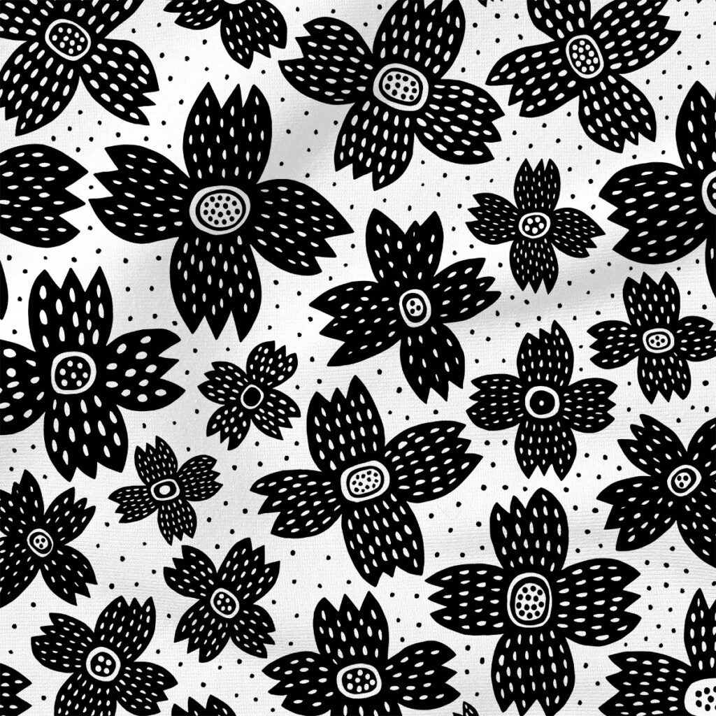 Nora (Black on White) | Botanical Fabric Design | Rachel Parker