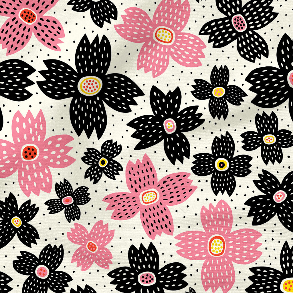 Nora (Pink) | Botanical Fabric Design | Rachel Parker