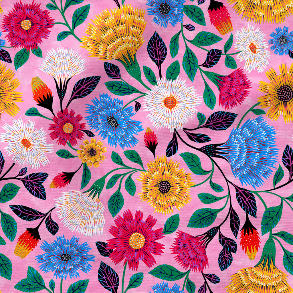 Sanctuary (Pink) | Botanical Fabric Design | Rachel Parker