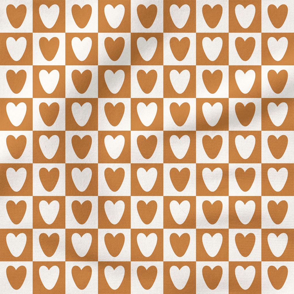 Heart Checkerboard (Golden) |  Fabric Design | Charlie Rowan Designs