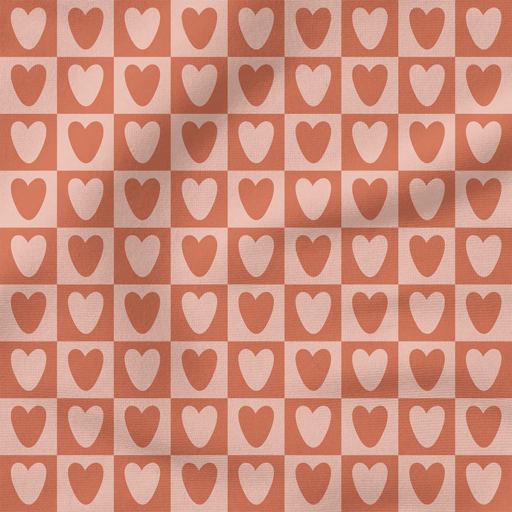 Heart Checkerboard (Pinks) |  Fabric Design | Charlie Rowan Designs