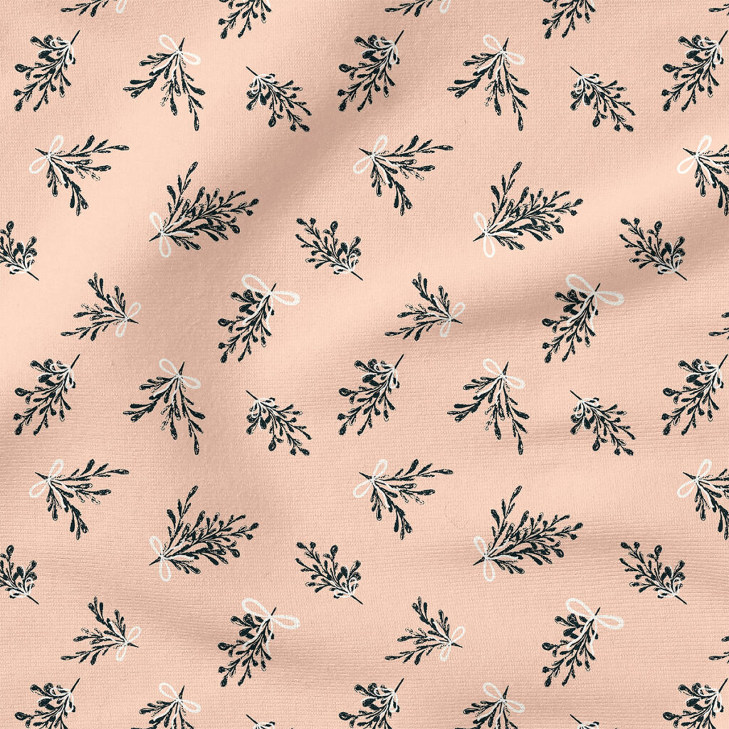 Boughs of Holly (Frost Pink) | Christmas Fabric Design | Charlie Rowan Designs