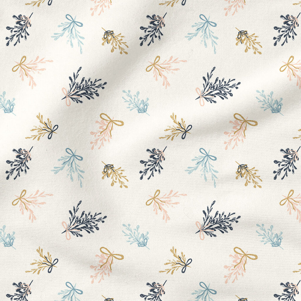 Boughs of Holly (Snow Multi) | Christmas Fabric Design | Charlie Rowan Designs