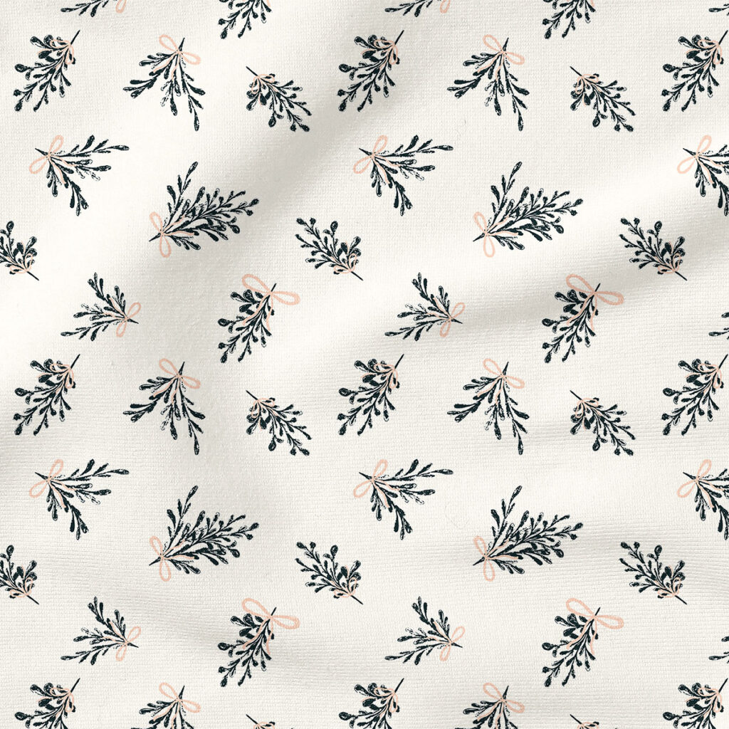 Boughs of Holly (Snow) | Christmas Fabric Design | Charlie Rowan Designs