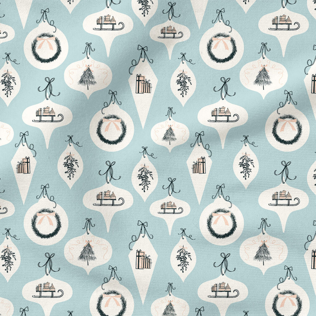 Tis the Season (Frosted Blue) | Christmas Fabric Design | Charlie Rowan Designs