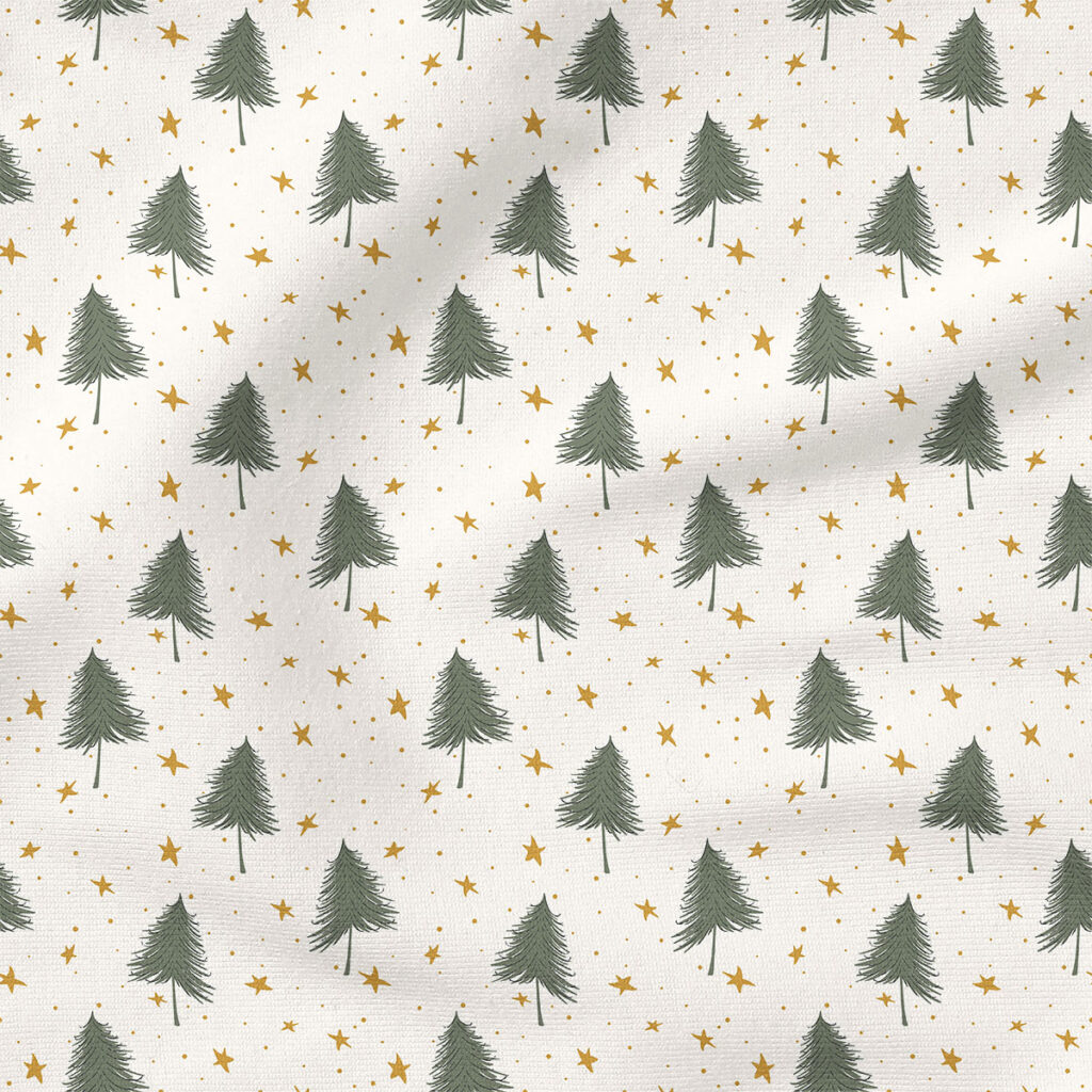 Stars and Trees (Green on Cream) | Holiday