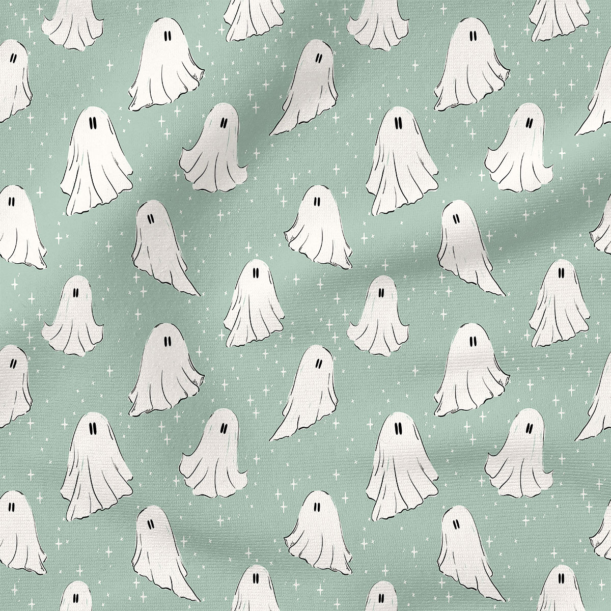 Ghosts in the Night (Mint Sky) | Holiday Fabric Design | Charlie Rowan Designs