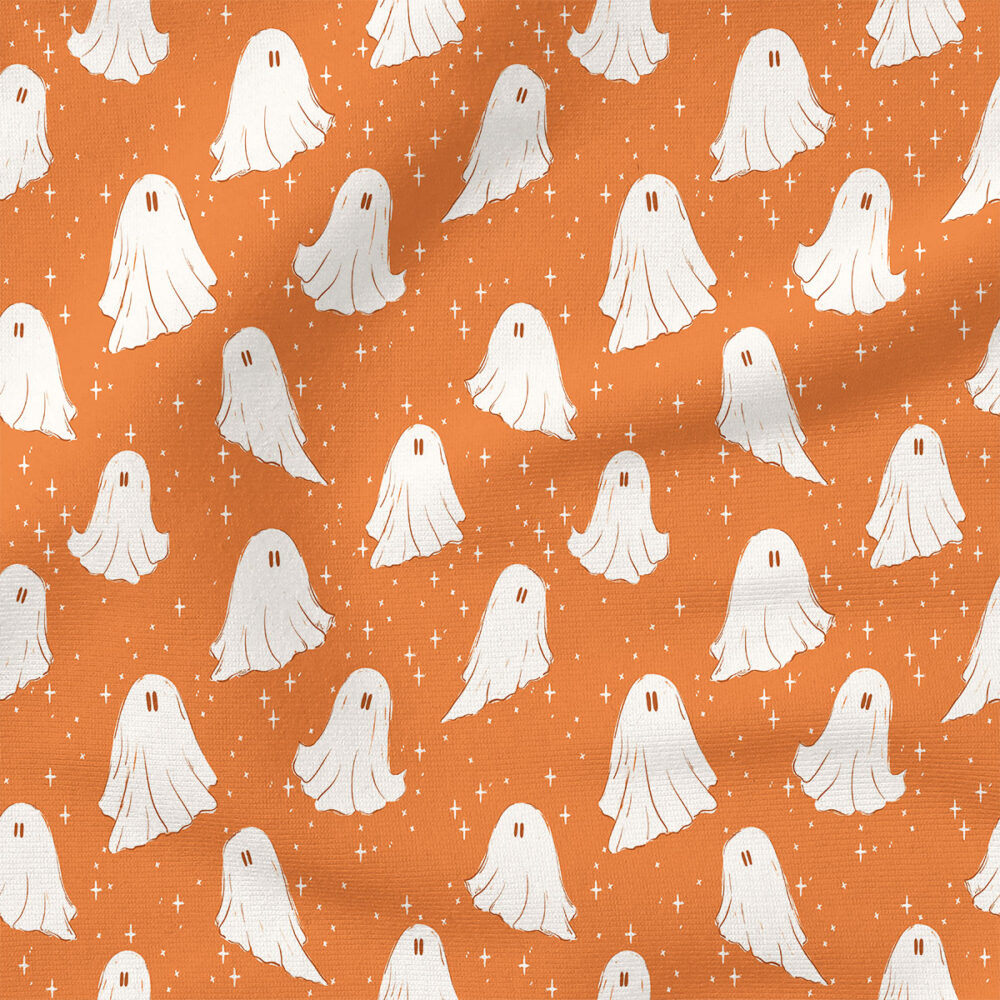 Ghosts in the Night (Pumpkin) | Holiday Fabric Design | Charlie Rowan Designs