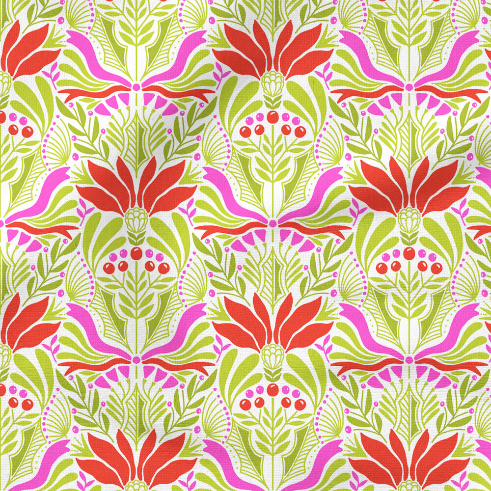 Azenor (Green and Pink) | Christmas Fabric Design | Amy MacCready