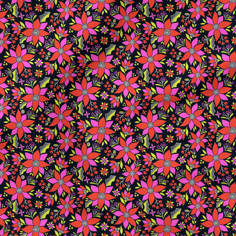 Merigan (Black and Pink) | Christmas Fabric Design | Amy MacCready