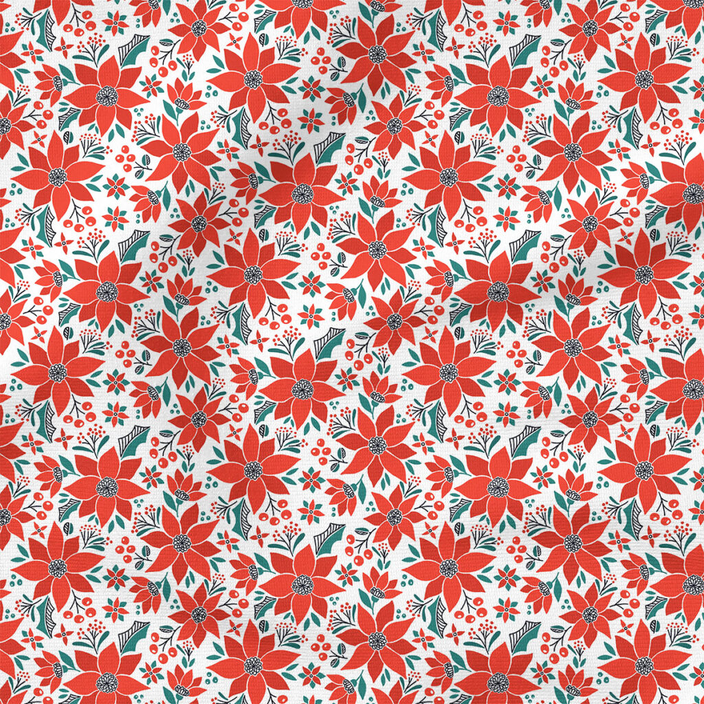 Merigan (Red and Teal) | Christmas Fabric Design | Amy MacCready