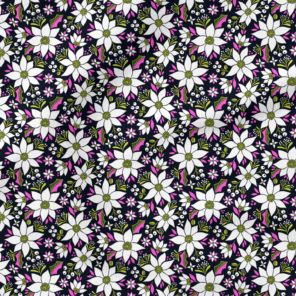 Merigan (White and Black) | Christmas Fabric Design | Amy MacCready