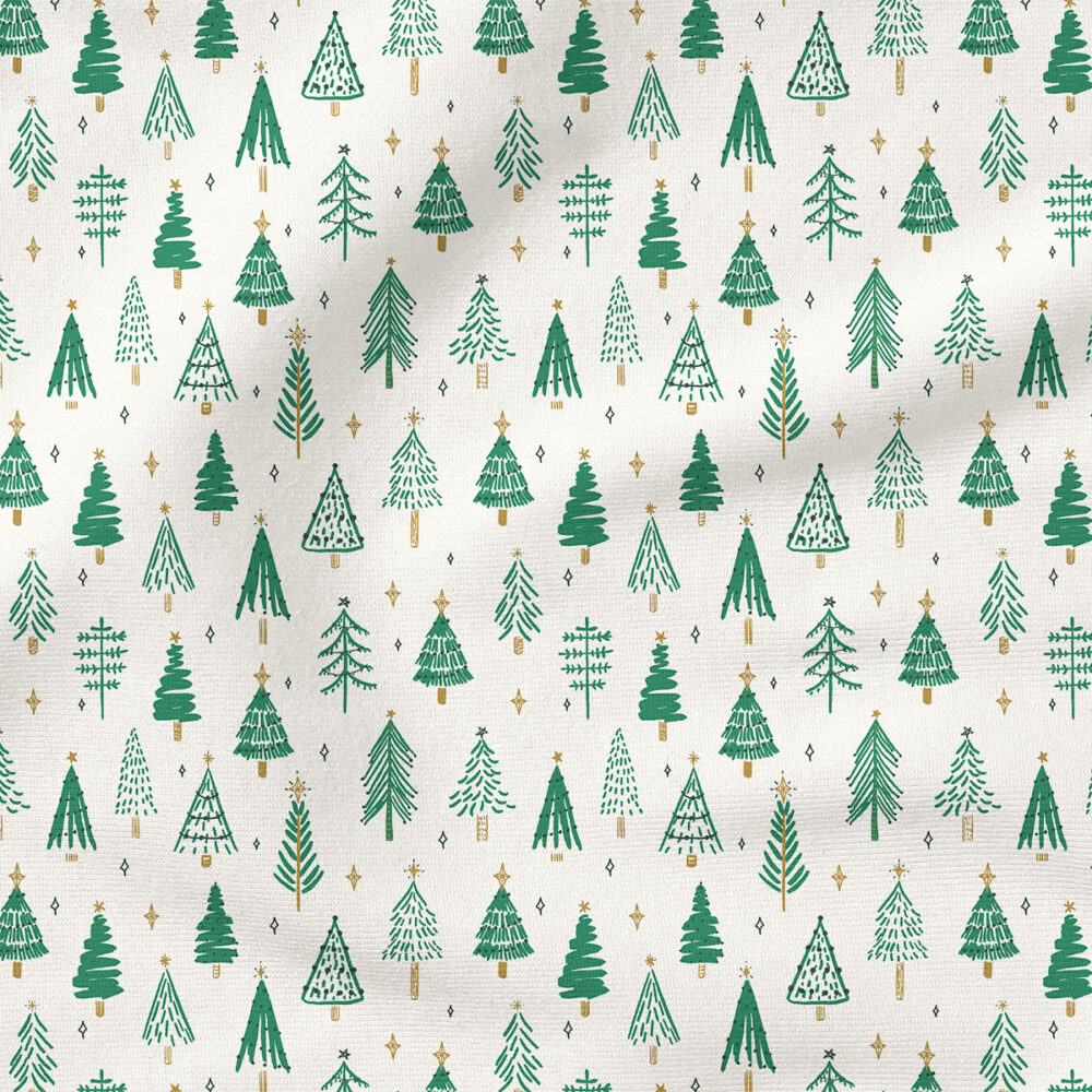 Ever Pine (Crisp Green on Cream) | Christmas Fabric Design | Hufton Studio