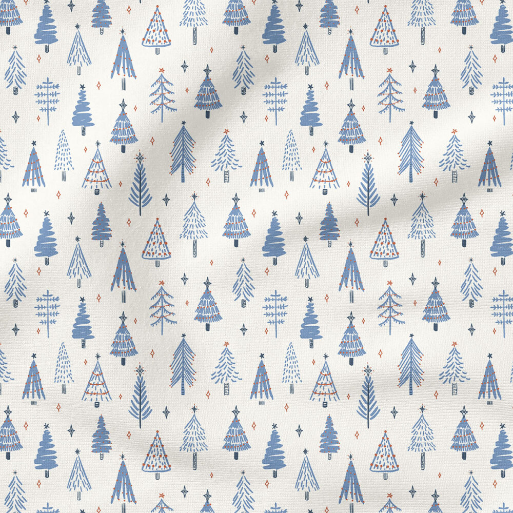 Ever Pine (Forever Blue on Cream) | Christmas Fabric Design | Hufton Studio