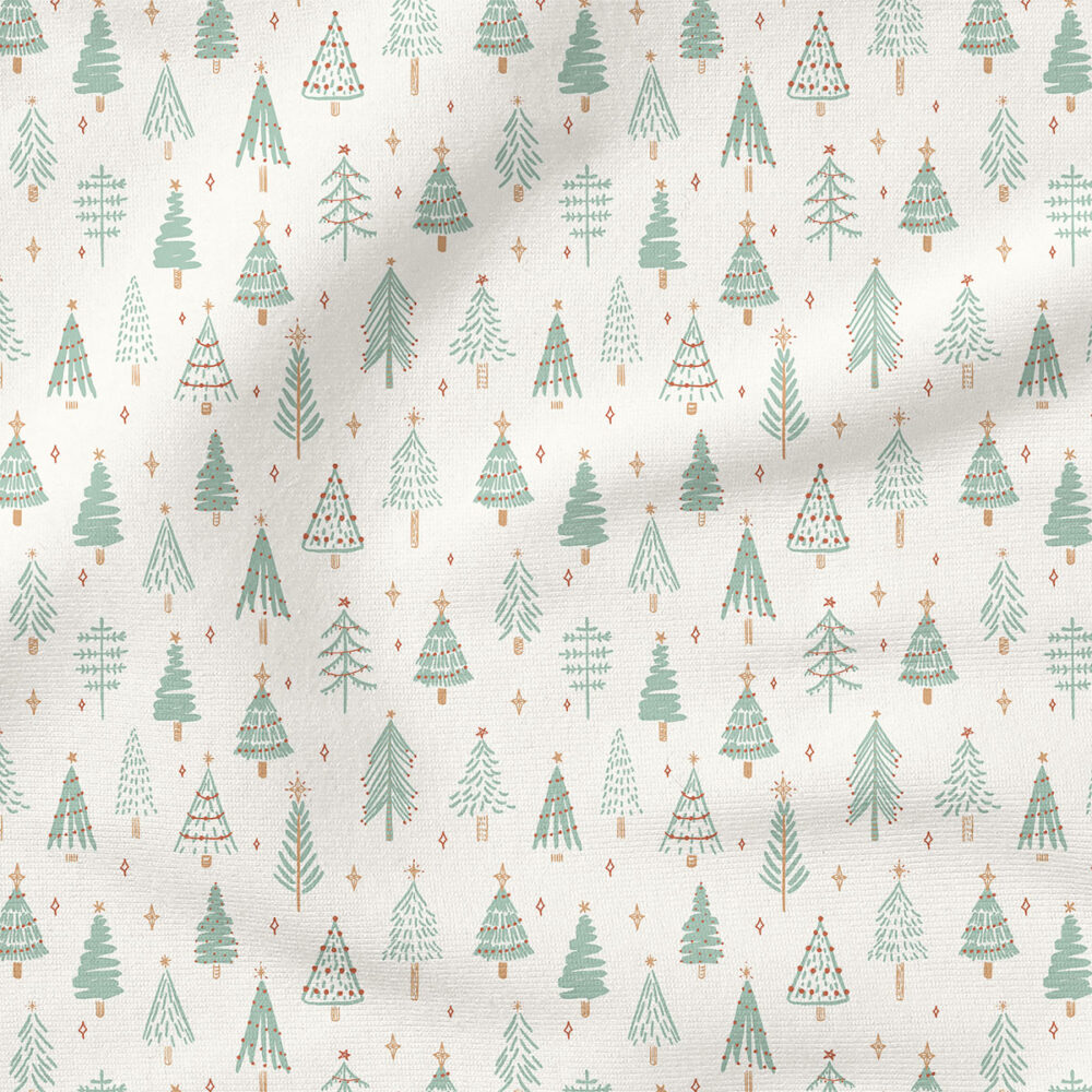 Ever Pine (Silt Green on Cream) | Christmas Fabric Design | Hufton Studio