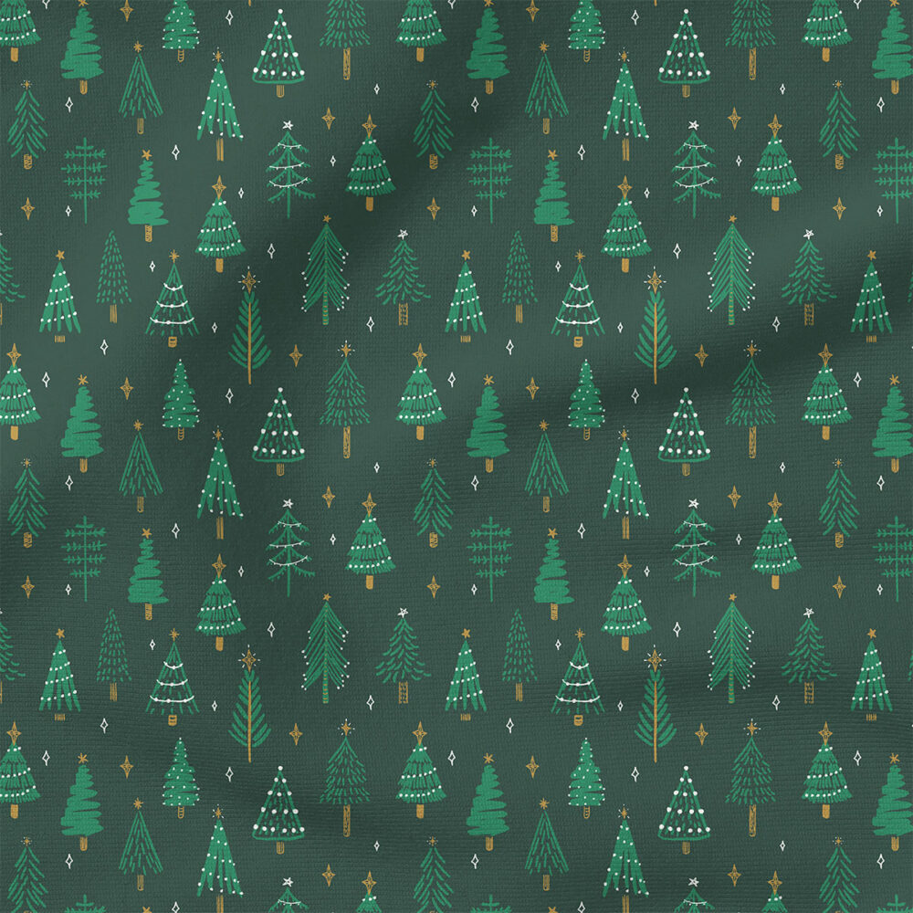 Ever Pine (Crisp Green on Garden Topiary) | Christmas Fabric Design | Hufton Studio