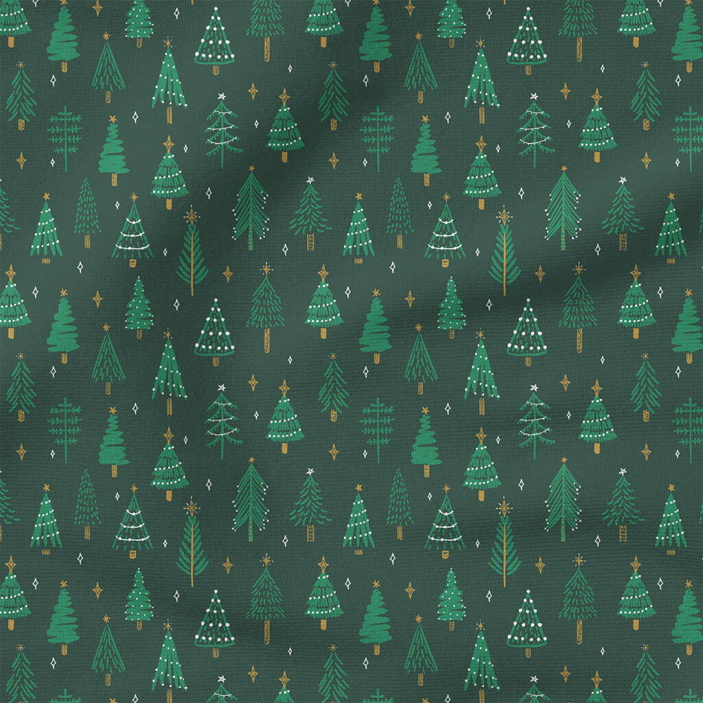 Ever Pine (Crisp Green on Garden Topiary) | Christmas Fabric Design | Hufton Studio