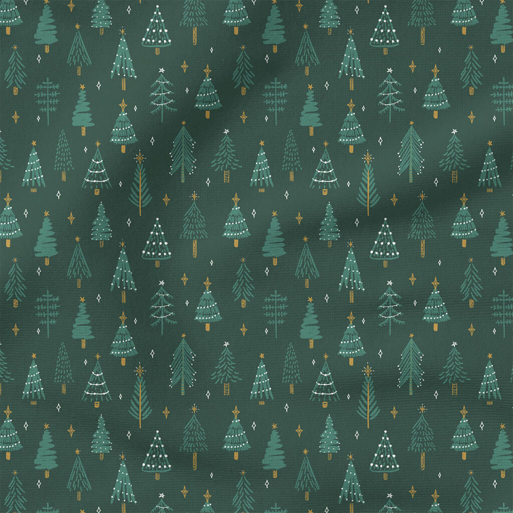 Ever Pine (Frosty on Garden Topiary) | Christmas Fabric Design | Hufton Studio