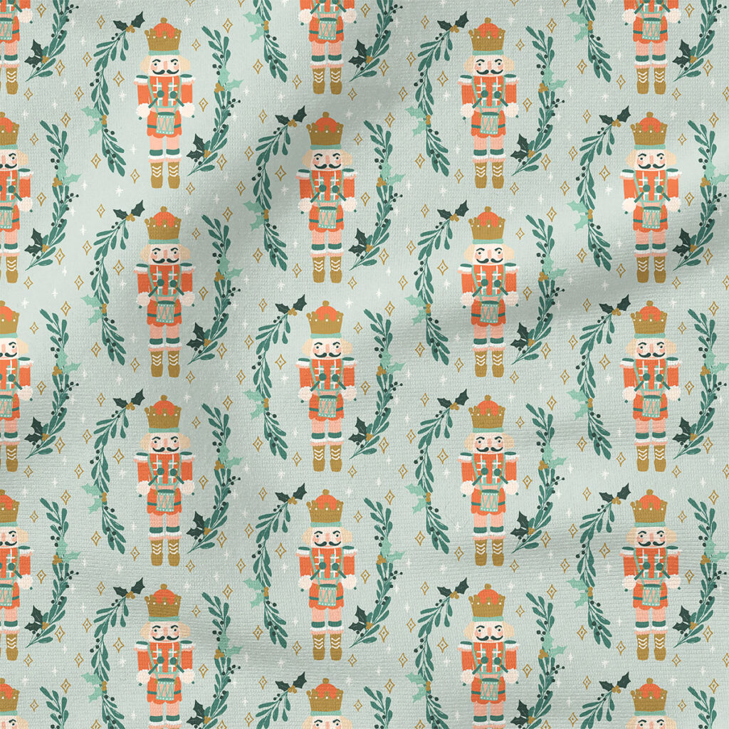 Ho Hum Drum (Milky Green) | Christmas Fabric Design | Hufton Studio