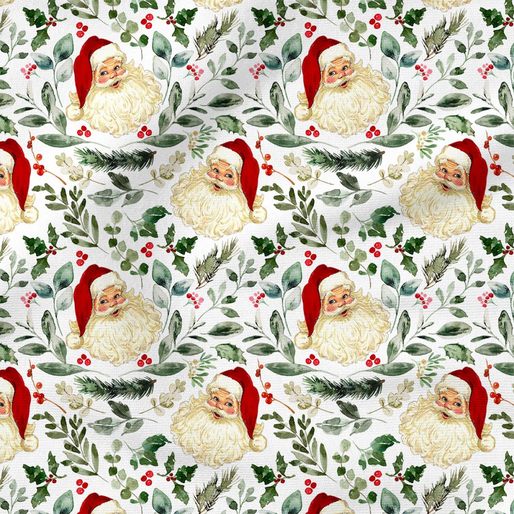 Vintage Santa and Christmas Greenery Damask Style | Holiday