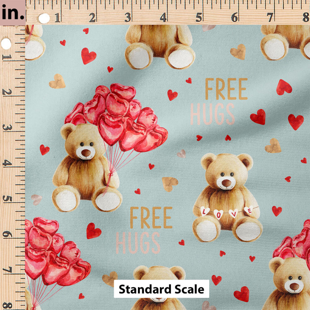 Ruler Scale for Cute Teddy Bear and Hearts (Mint Blue) by Hip Kid Designs