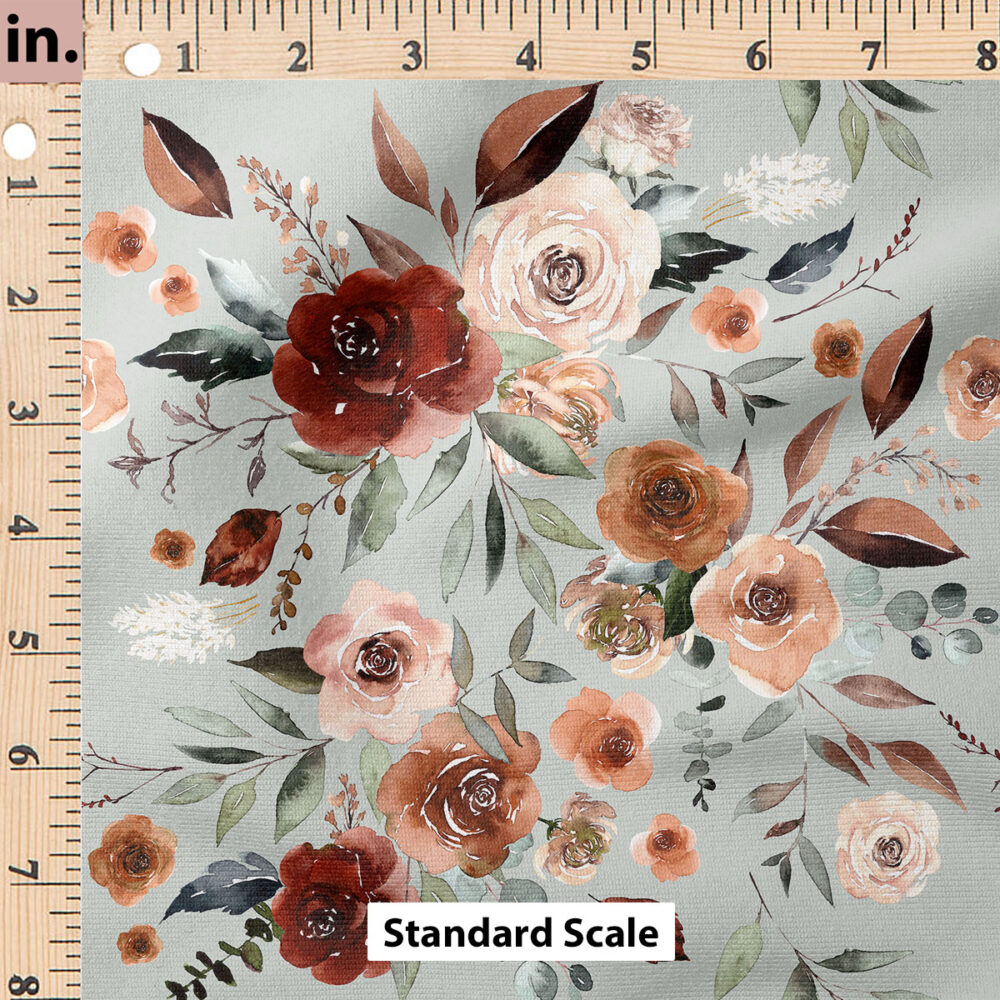 Ruler Scale for Dusty Fall Floral on Sage by Hip Kid Designs