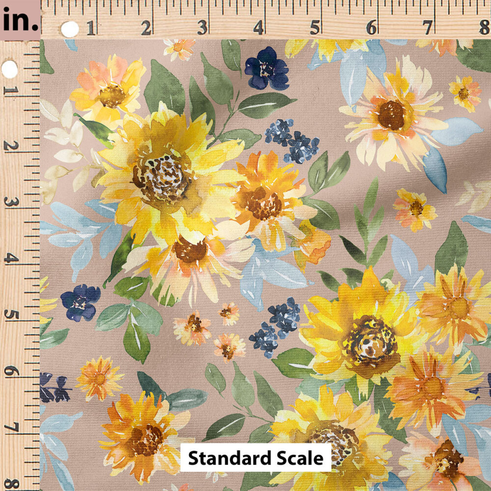 Ruler Scale for Golden Sunflowers on Dusty Cocoa by Hip Kid Designs