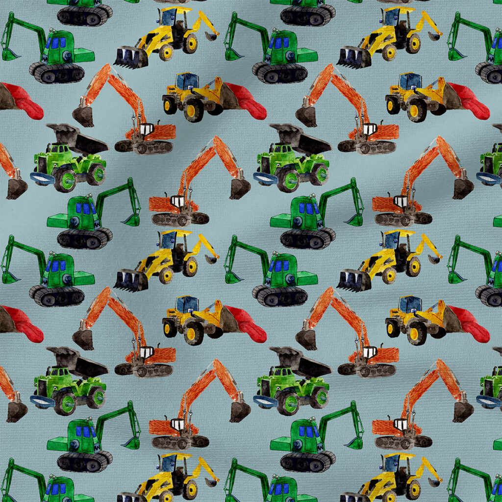 Monster Trucks (Juniper) | Vehicles Fabric Design | Hip Kid Designs