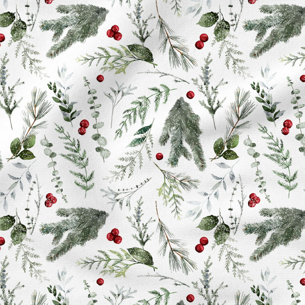 Christmas Berries and Greenery | Winter Fabric Design | Hip Kid Designs