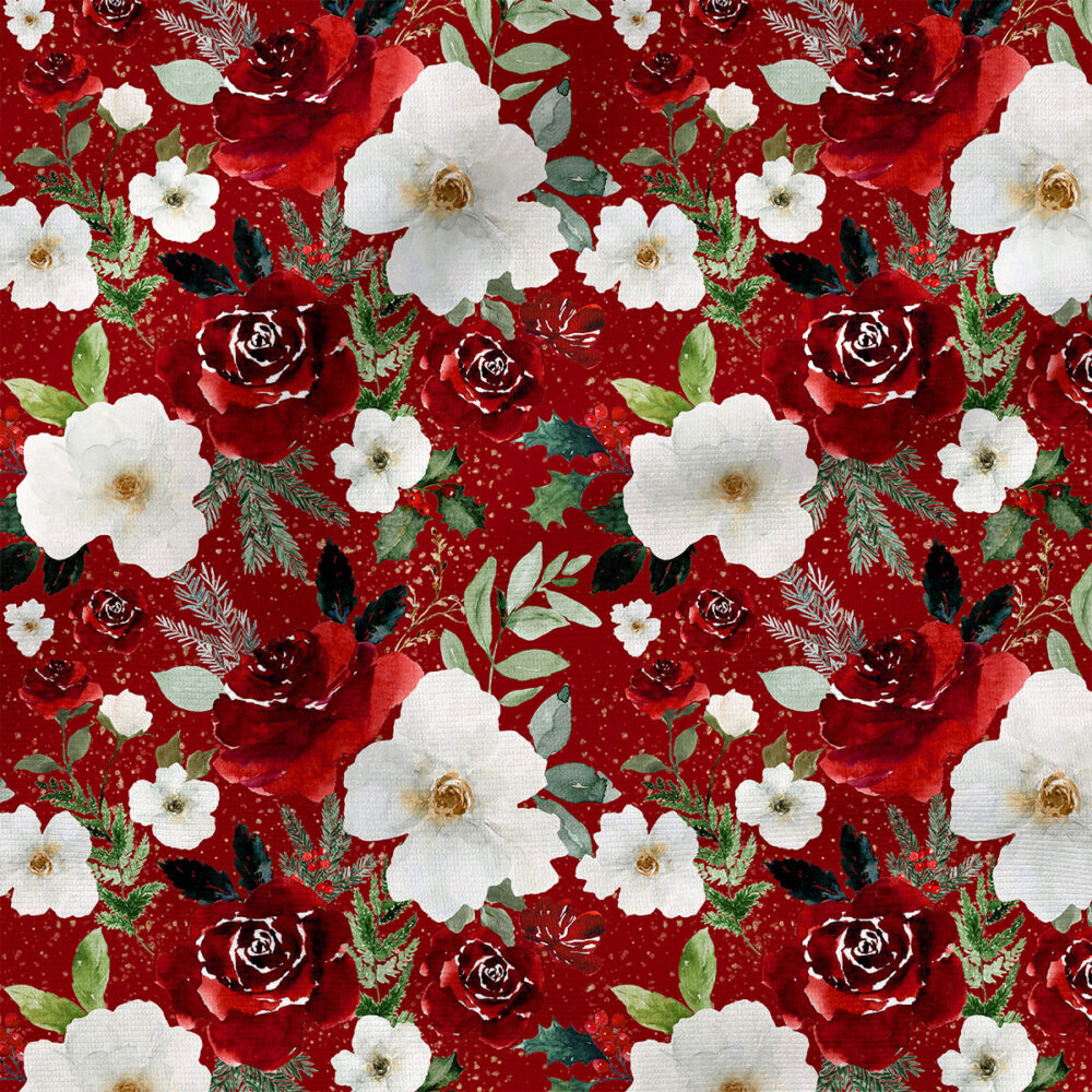 Christmas Floral (Red) | Christmas Fabric Design | Hip Kid Designs