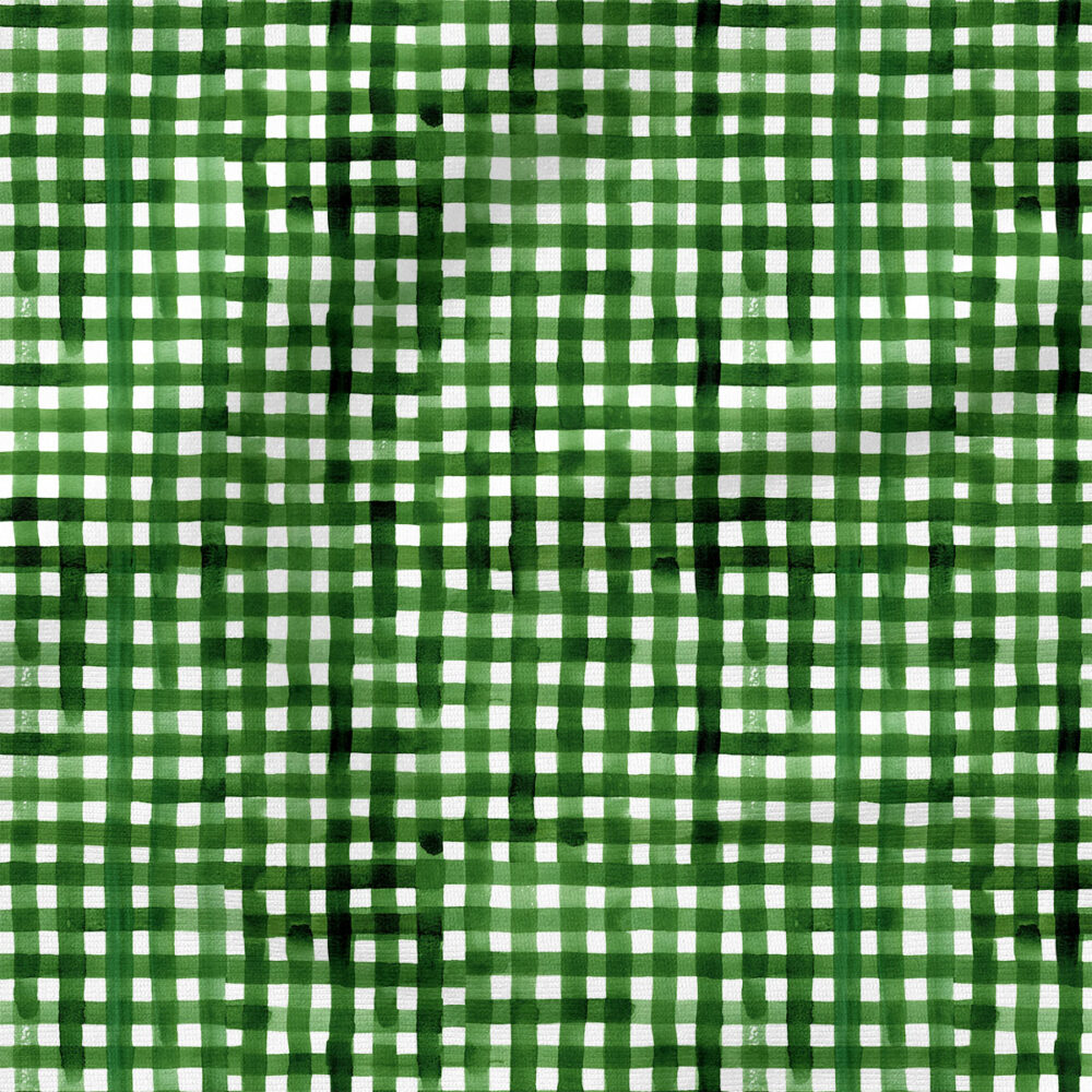 Watercolor Buffalo Check (Green) | Christmas Fabric Design | Hip Kid Designs