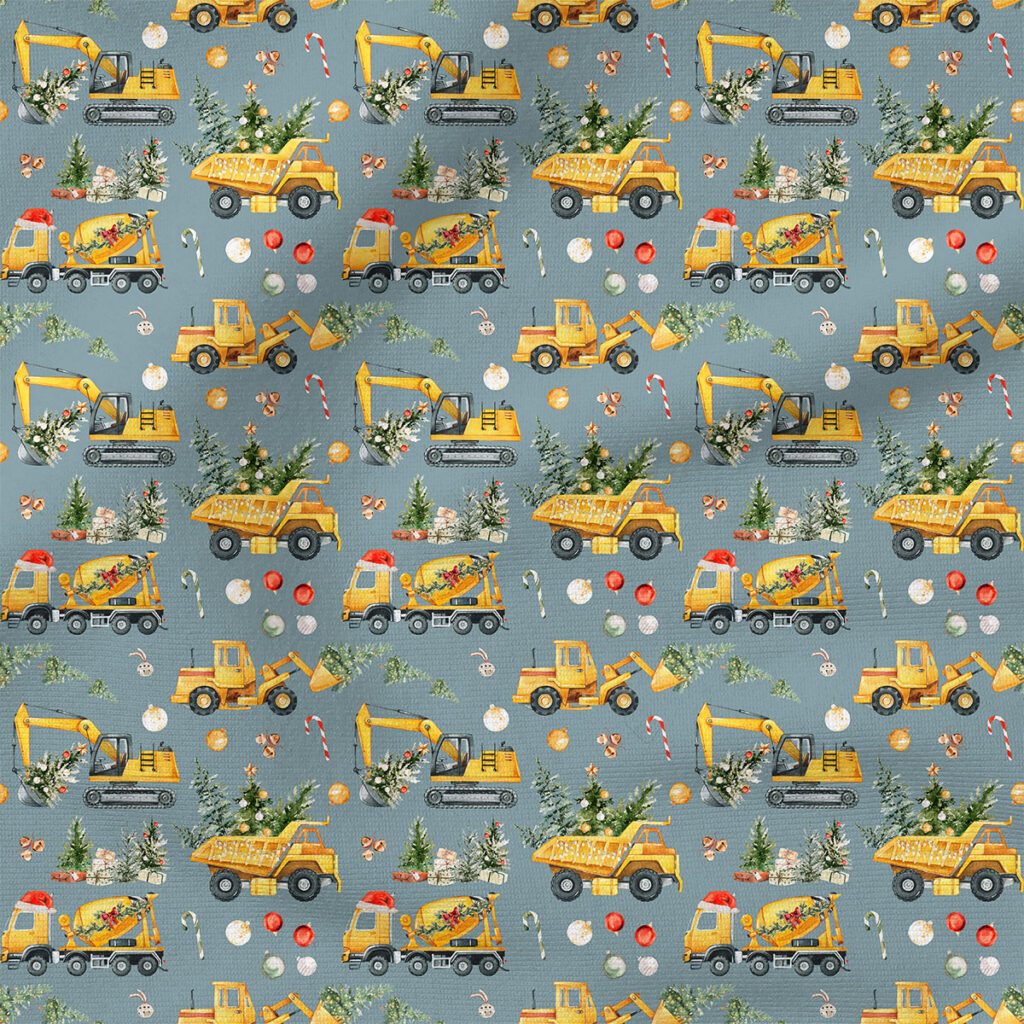 Santa's Little Builders (Juniper) | Christmas Fabric Design | Hip Kid Designs