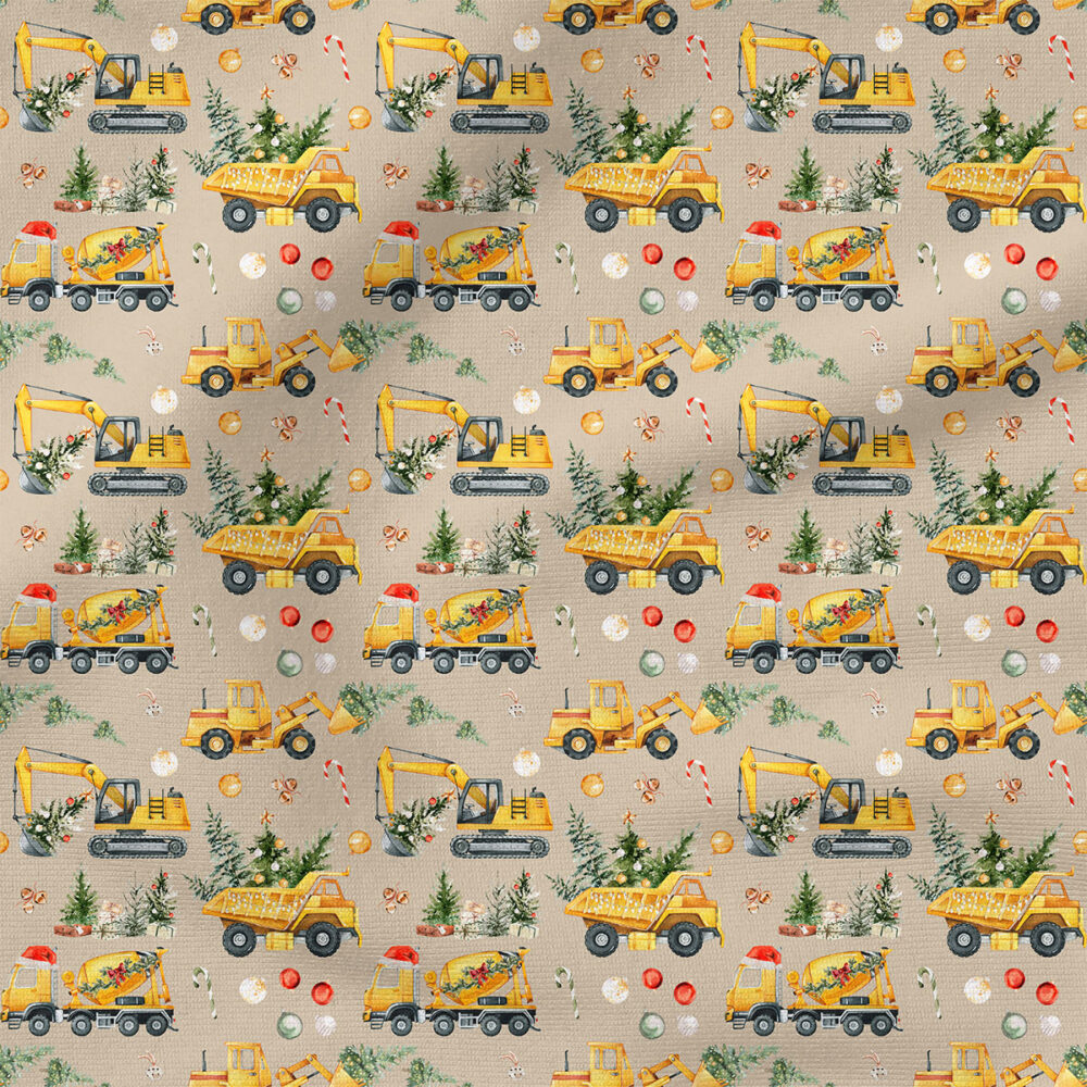 Santa's Little Builders (Oatmeal Cocoa) | Christmas Fabric Design | Hip Kid Designs