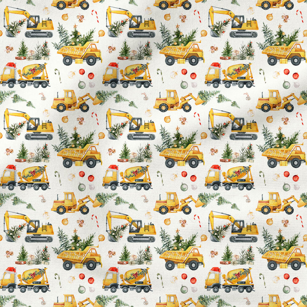 Santa's Little Builders (White) | Christmas Fabric Design | Hip Kid Designs