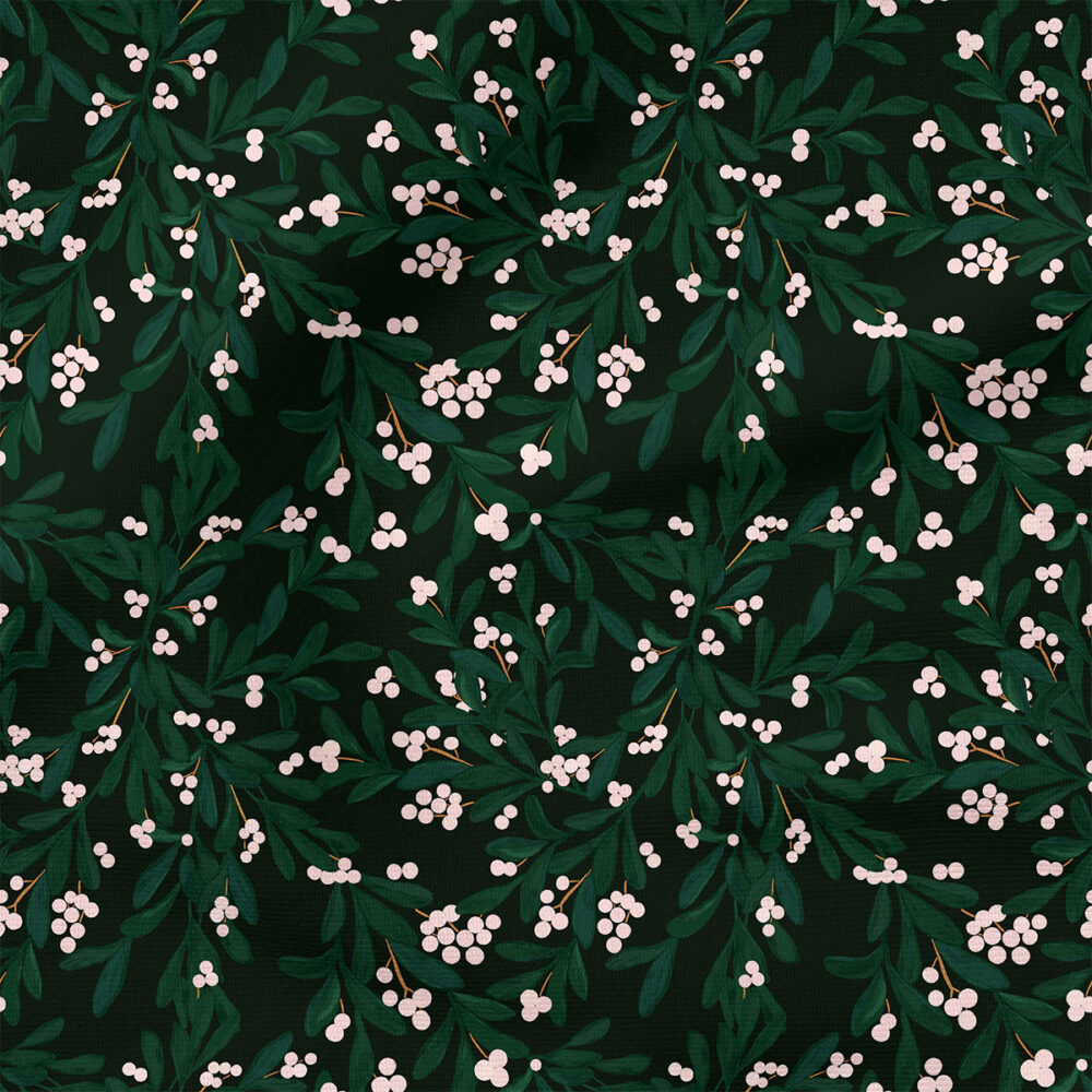 Christmas Mistletoe (Charcoal Black) | Christmas Fabric Design | Hip Kid Designs