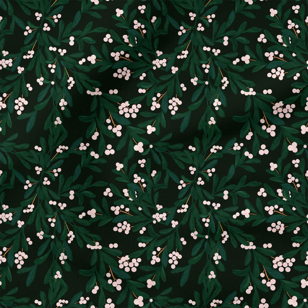 Christmas Mistletoe (Charcoal Black) | Christmas Fabric Design | Hip Kid Designs