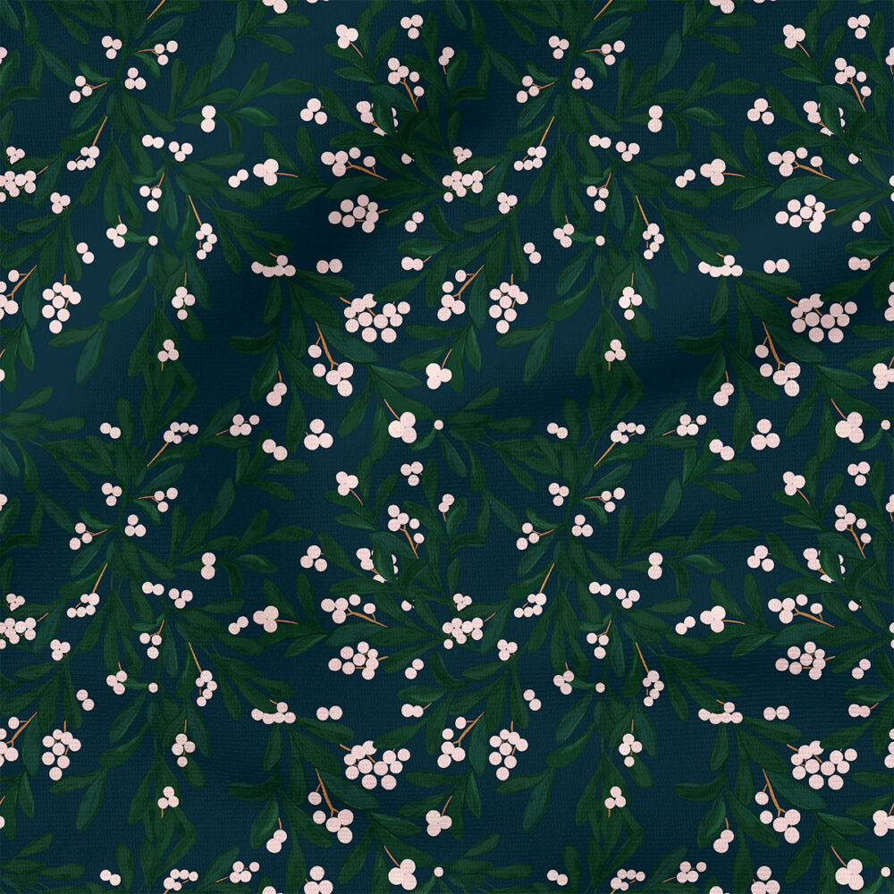 Christmas Mistletoe (Navy) | Christmas Fabric Design | Hip Kid Designs