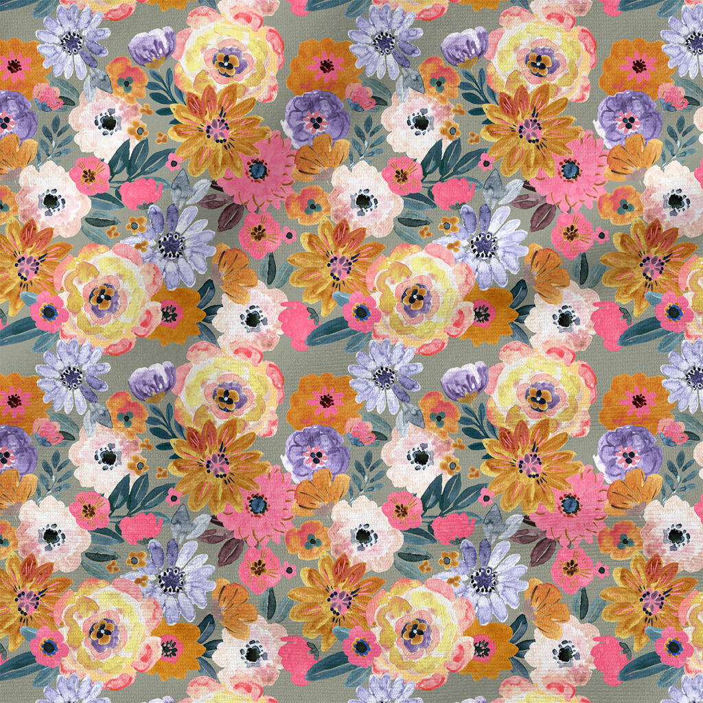 Charlotte Floral (Sage Bright) | Botanical Fabric Design | Crystal Walen