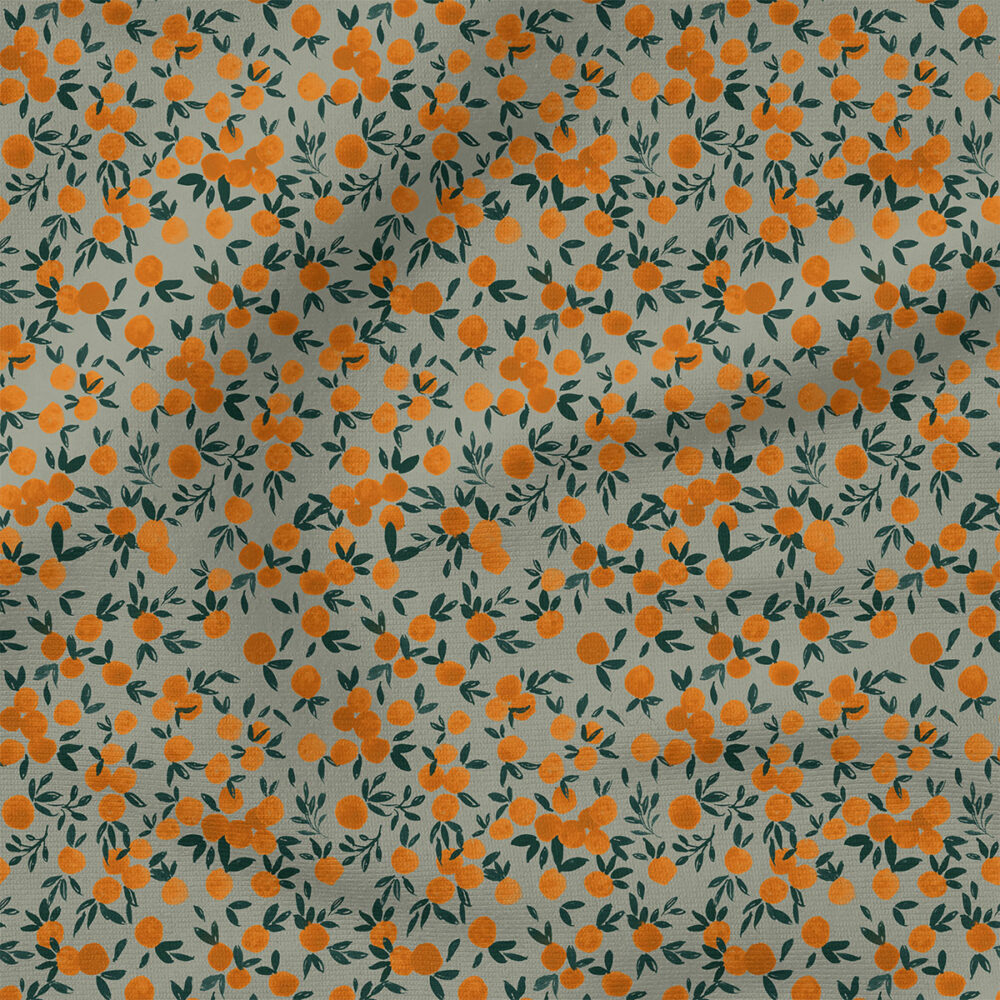 Little Oranges (Vintage Teal) | Fruit Fabric Design | Crystal Walen