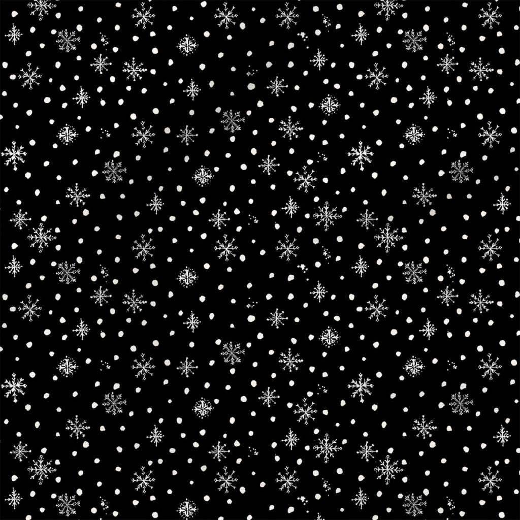 Dots and Snowflakes (Black) | Winter Fabric Design | Crystal Walen