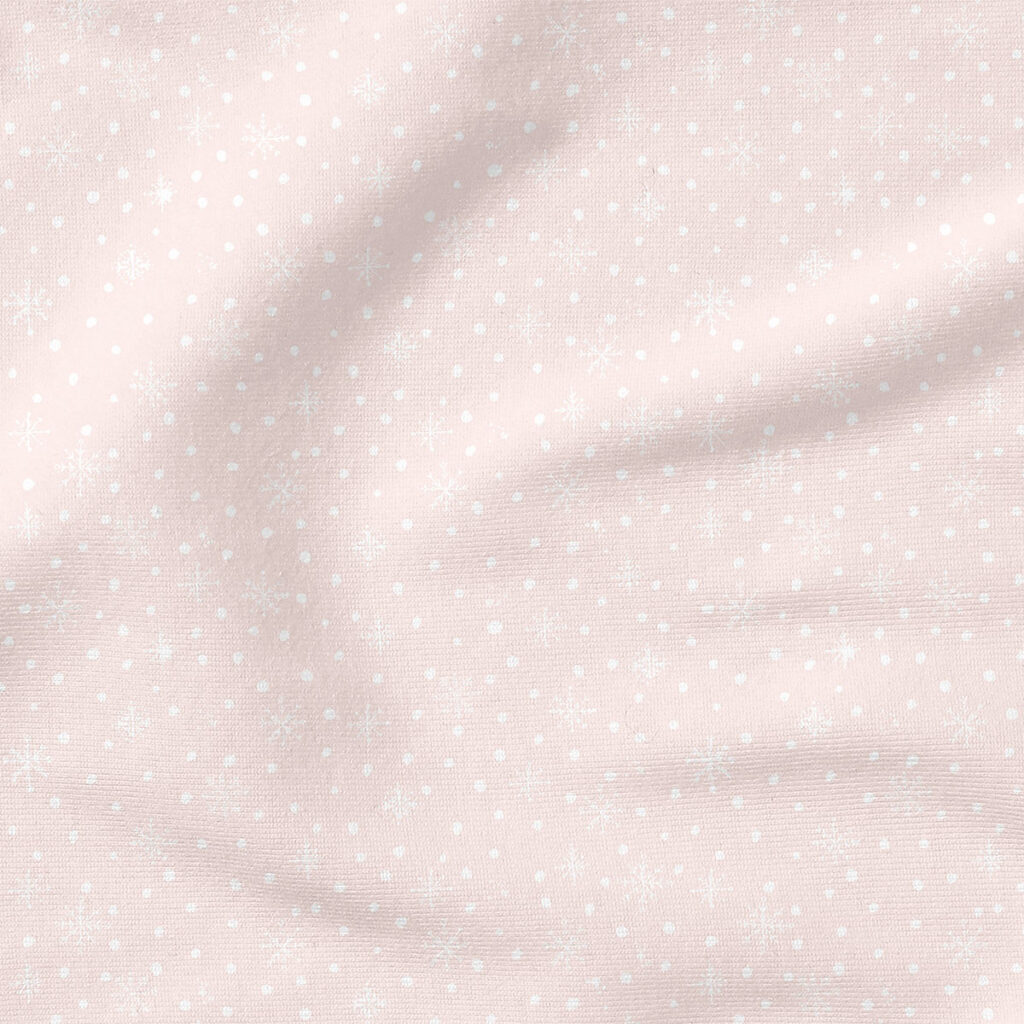 Dots and Snowflakes (Blush) | Winter Fabric Design | Crystal Walen