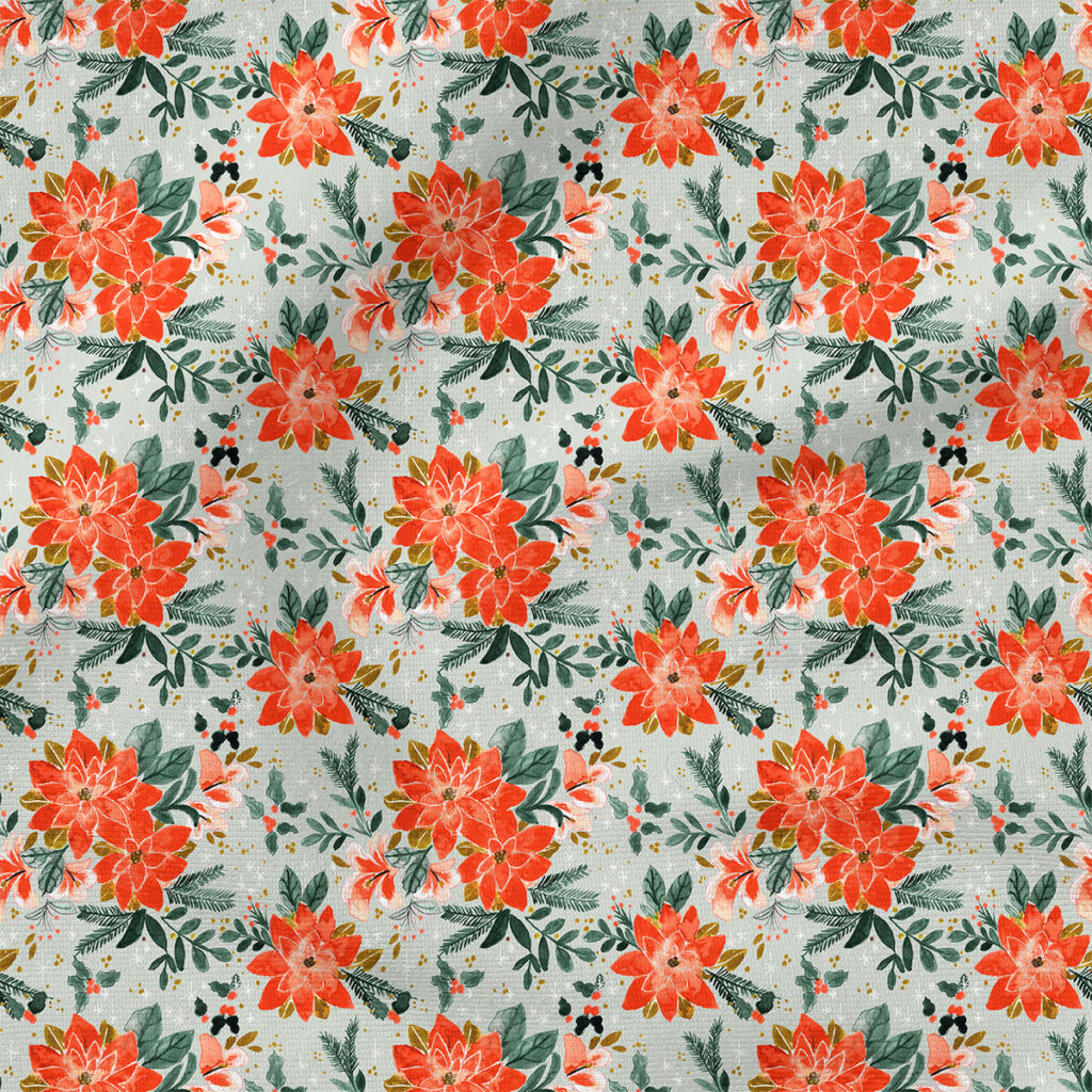 Poinsettia Splendor (Spruce) |  Fabric Design | Crystal Walen