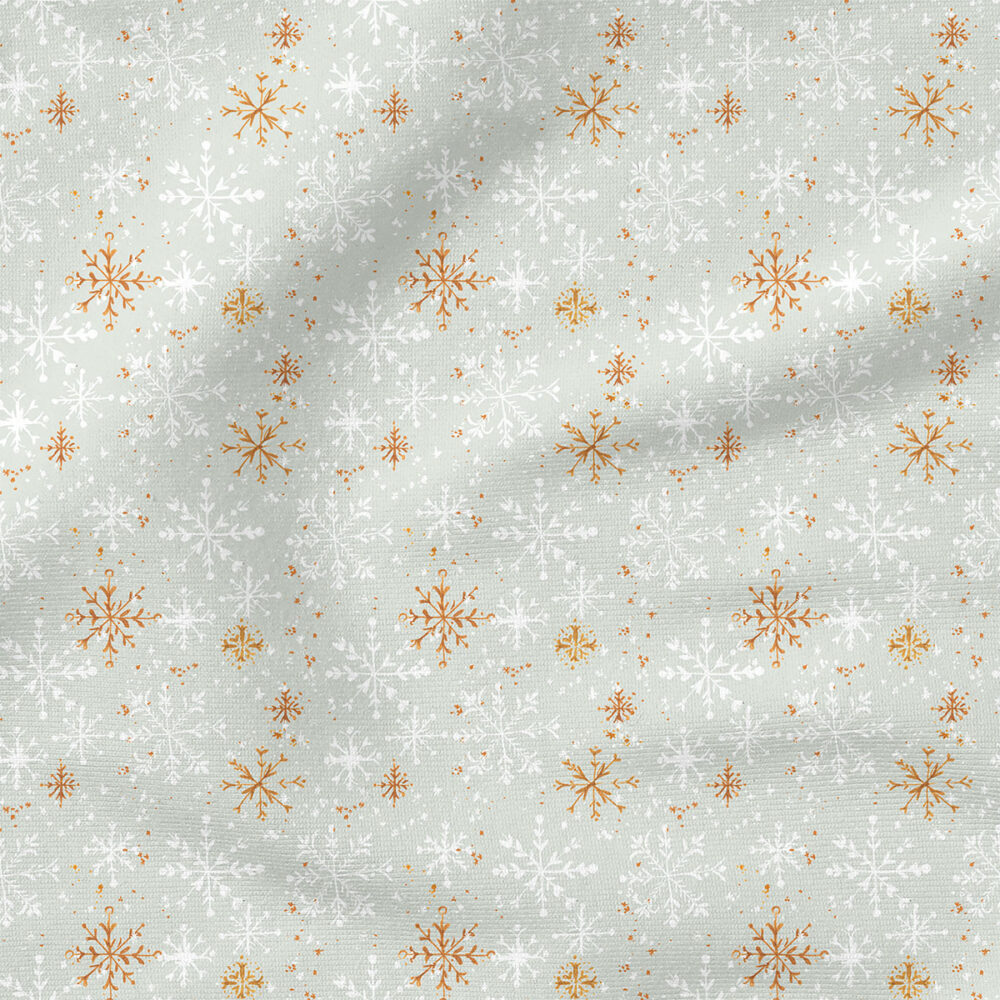 Snowflakes (Mint and White) | Winter Fabric Design | Crystal Walen