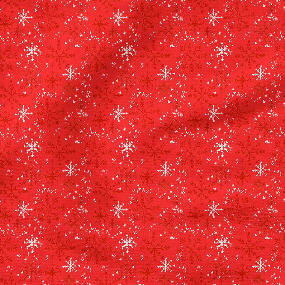 Snowflakes (Red) | Winter Fabric Design | Crystal Walen