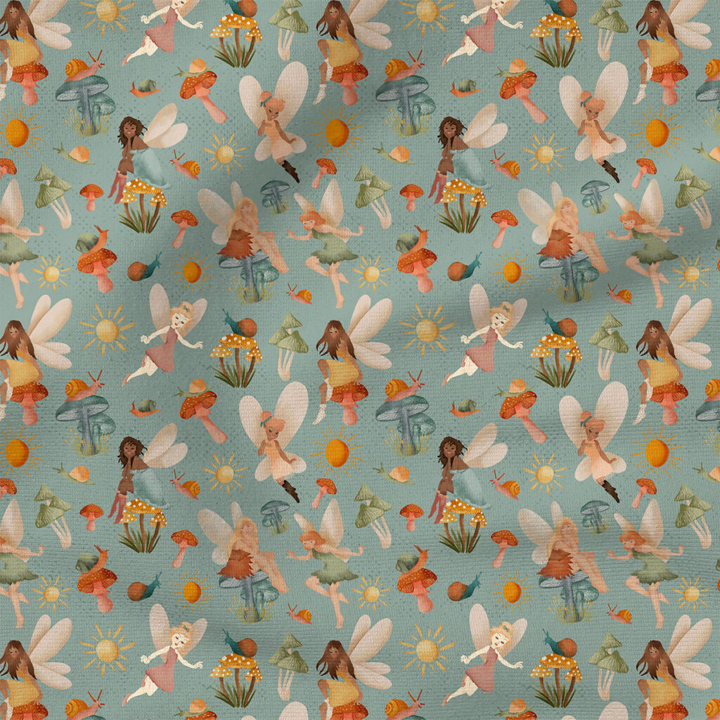 Fairysnail Summer (Sky) | Children Fabric Design | Blue Dahlia Studio