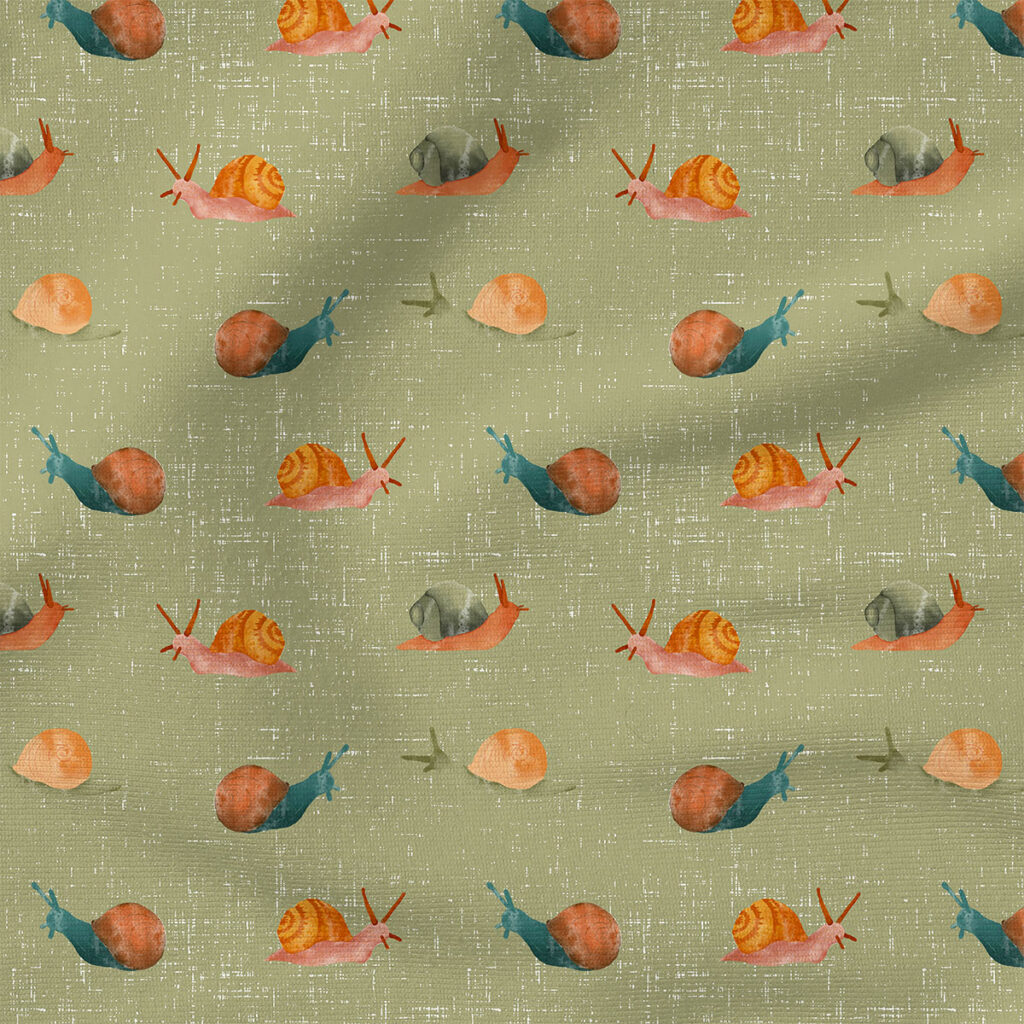 Magical Snails (Meadow) | Children Fabric Design | Blue Dahlia Studio